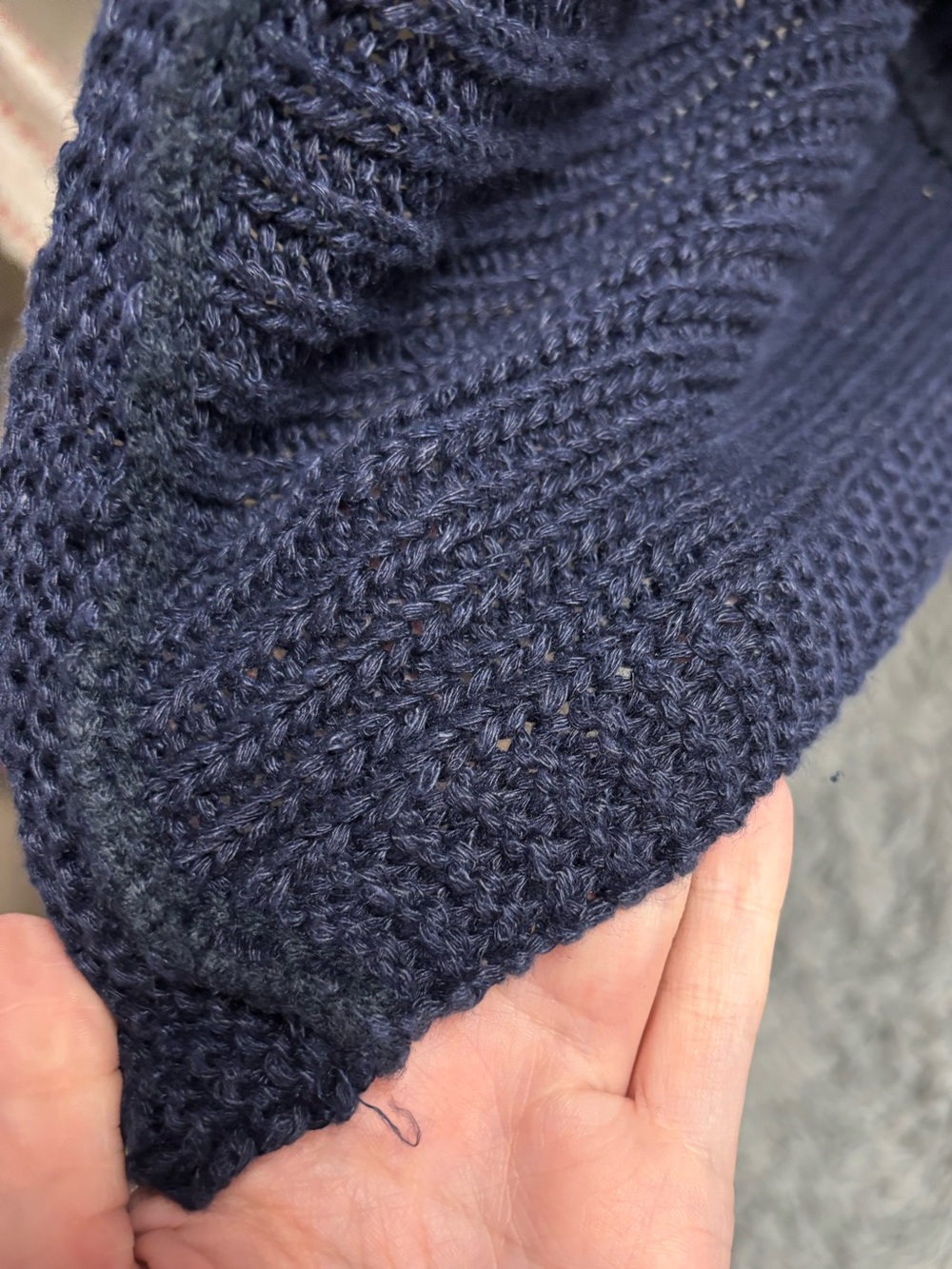Talbots Navy Blue Short-Sleeve Open-Front Knit Cardigan Sweater - Picture 8 of 14